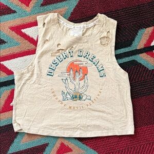 Desert Dreams Graphic Crop Top - Cream